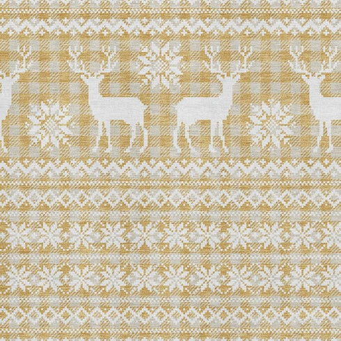 5' X 8' Gold Gray And Ivory Abstract Geometric Washable Area Rug With UV Protection