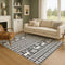 9' X 12' Gray Black And Ivory Abstract Geometric Washable Area Rug With UV Protection