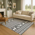 9' X 12' Gray Black And Ivory Abstract Geometric Washable Area Rug With UV Protection