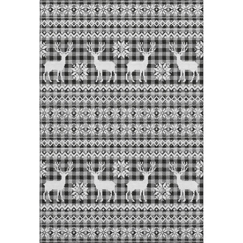 9' X 12' Gray Black And Ivory Abstract Geometric Washable Area Rug With UV Protection