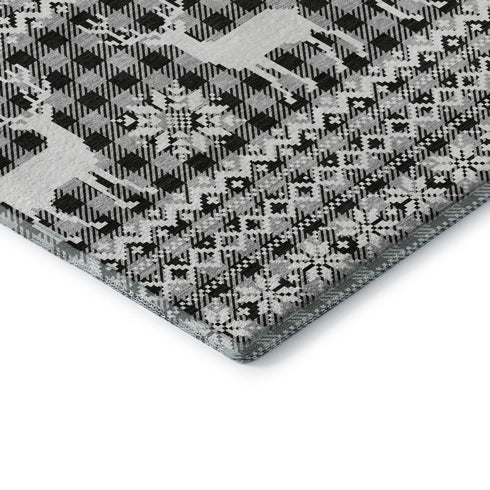 9' X 12' Gray Black And Ivory Abstract Geometric Washable Area Rug With UV Protection