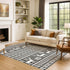9' X 12' Gray Black And Ivory Abstract Geometric Washable Area Rug With UV Protection
