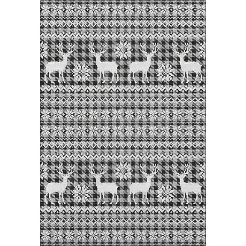 9' X 12' Gray Black And Ivory Abstract Geometric Washable Area Rug With UV Protection