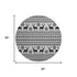 8' Silver Black And Ivory Abstract Geometric Washable Round Rug With UV Protection