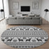 8' Silver Black And Ivory Abstract Geometric Washable Round Rug With UV Protection