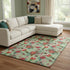 8' X 10' Artichoke Green Red And Black Abstract Geometric Washable Area Rug With UV Protection