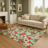 8' X 10' Artichoke Green Red And Black Abstract Geometric Washable Area Rug With UV Protection