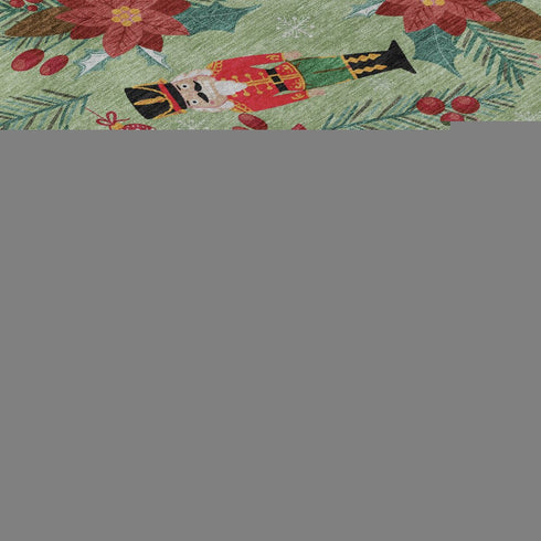 8' X 10' Artichoke Green Red And Black Abstract Geometric Washable Area Rug With UV Protection