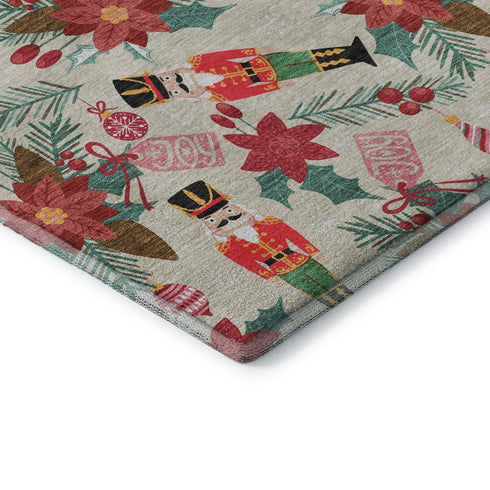 5' X 8' Beige Red And Black Abstract Geometric Washable Area Rug With UV Protection