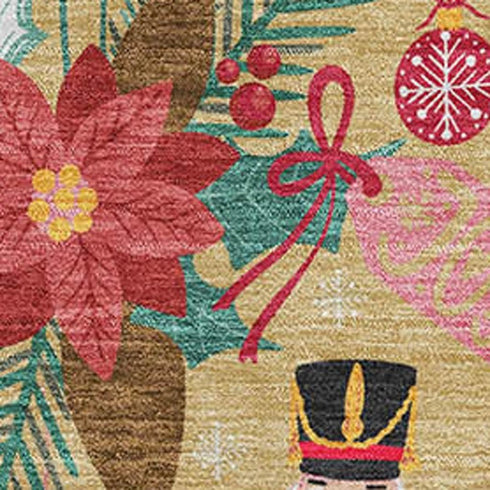 5' X 8' Gold Red And Black Abstract Geometric Washable Area Rug With UV Protection