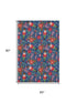 5' X 8' Navy Blue Red And Black Abstract Geometric Washable Area Rug With UV Protection