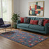 5' X 8' Navy Blue Red And Black Abstract Geometric Washable Area Rug With UV Protection
