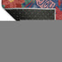 8' Navy Blue Red And Black Abstract Geometric Washable Round Rug With UV Protection