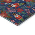 8' Navy Blue Red And Black Abstract Geometric Washable Round Rug With UV Protection