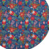 8' Navy Blue Red And Black Abstract Geometric Washable Round Rug With UV Protection