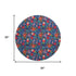 8' Navy Blue Red And Black Abstract Geometric Washable Round Rug With UV Protection