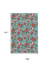 9' X 12' Teal Red And Black Abstract Geometric Washable Area Rug With UV Protection