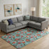 9' X 12' Teal Red And Black Abstract Geometric Washable Area Rug With UV Protection