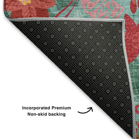 9' X 12' Teal Red And Black Abstract Geometric Washable Area Rug With UV Protection