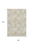 5' X 8' Beige Gold And Gray Abstract Geometric Washable Area Rug With UV Protection