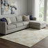 8' X 10' Beige Gold And Gray Abstract Geometric Washable Area Rug With UV Protection