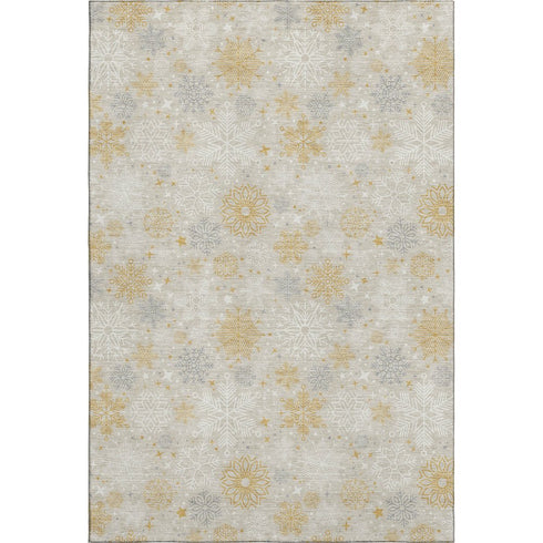 8' X 10' Beige Gold And Gray Abstract Geometric Washable Area Rug With UV Protection