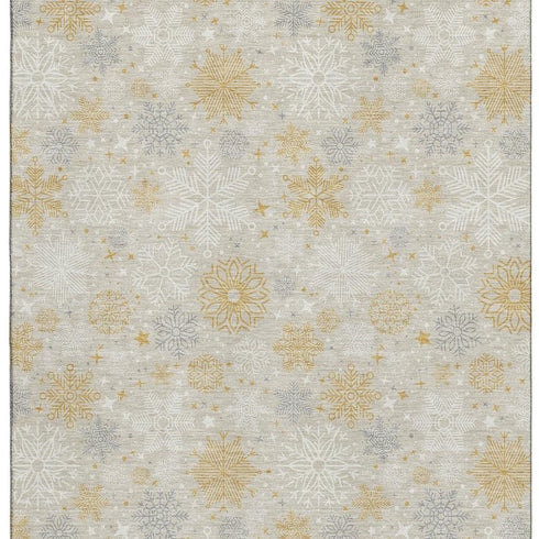 8' X 10' Beige Gold And Gray Abstract Geometric Washable Area Rug With UV Protection