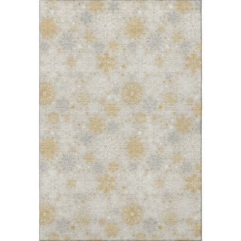 8' X 10' Beige Gold And Gray Abstract Geometric Washable Area Rug With UV Protection