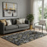 5' X 8' Black Gold And Ivory Abstract Geometric Washable Area Rug With UV Protection