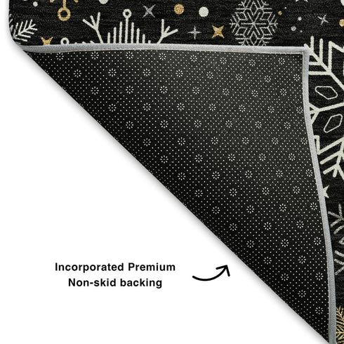 5' X 8' Black Gold And Ivory Abstract Geometric Washable Area Rug With UV Protection