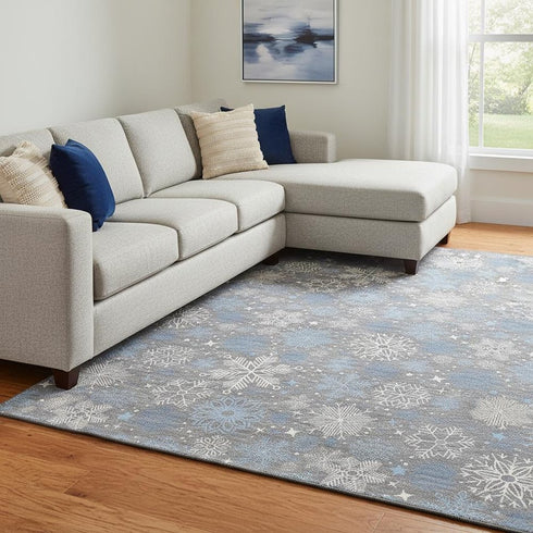 8' X 10' Gray Blue And Ivory Abstract Geometric Washable Area Rug With UV Protection