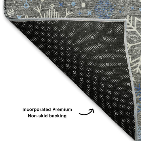 8' X 10' Gray Blue And Ivory Abstract Geometric Washable Area Rug With UV Protection