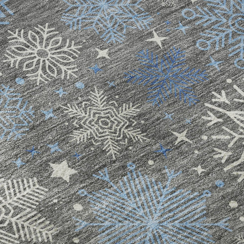8' X 10' Gray Blue And Ivory Abstract Geometric Washable Area Rug With UV Protection