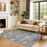 8' X 10' Gray Blue And Ivory Abstract Geometric Washable Area Rug With UV Protection