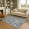 9' X 12' Gray Blue And Ivory Abstract Geometric Washable Area Rug With UV Protection