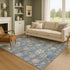 9' X 12' Gray Blue And Ivory Abstract Geometric Washable Area Rug With UV Protection