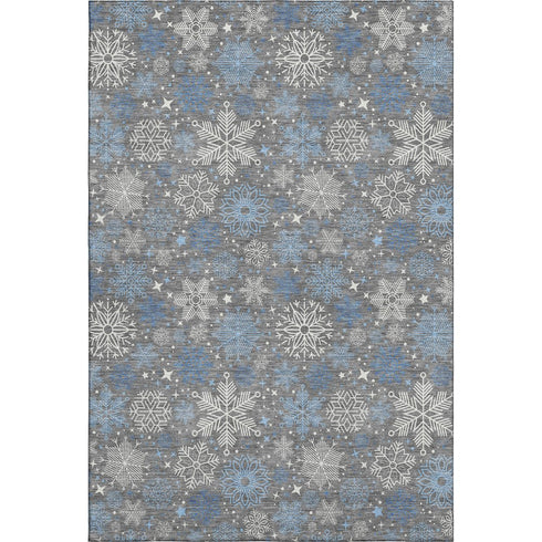 9' X 12' Gray Blue And Ivory Abstract Geometric Washable Area Rug With UV Protection