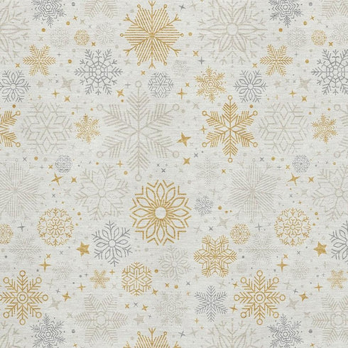 5' X 8' Ivory Gray And Gold Abstract Geometric Washable Area Rug With UV Protection