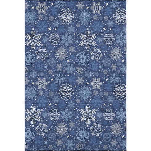 5' X 8' Navy Blue And Ivory Abstract Geometric Washable Area Rug With UV Protection
