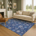 8' X 10' Navy Blue And Ivory Abstract Geometric Washable Area Rug With UV Protection