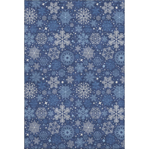 8' X 10' Navy Blue And Ivory Abstract Geometric Washable Area Rug With UV Protection