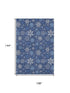 9' X 12' Navy Blue And Ivory Abstract Geometric Washable Area Rug With UV Protection