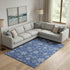 9' X 12' Navy Blue And Ivory Abstract Geometric Washable Area Rug With UV Protection