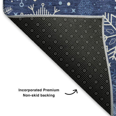 9' X 12' Navy Blue And Ivory Abstract Geometric Washable Area Rug With UV Protection