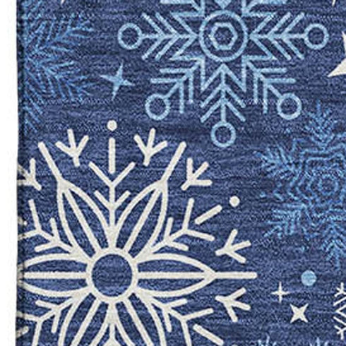 9' X 12' Navy Blue And Ivory Abstract Geometric Washable Area Rug With UV Protection