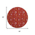8' Red Gold And Ivory Abstract Geometric Washable Round Rug With UV Protection