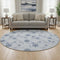 8' Sky Blue And Ivory Abstract Geometric Washable Round Rug With UV Protection