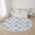 8' Sky Blue And Ivory Abstract Geometric Washable Round Rug With UV Protection