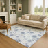 8' X 10' Sky Blue And Ivory Abstract Geometric Washable Area Rug With UV Protection