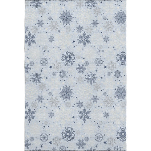 8' X 10' Sky Blue And Ivory Abstract Geometric Washable Area Rug With UV Protection